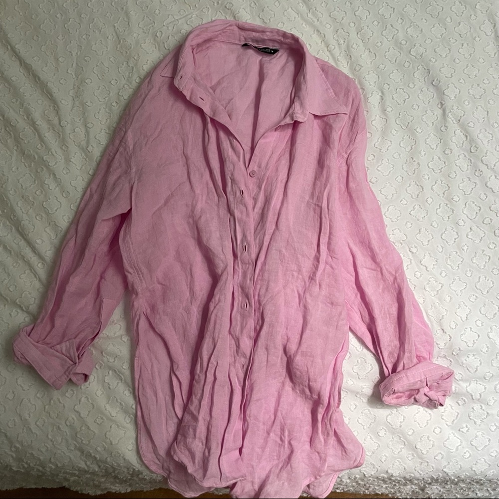 Zara Pink Linen Shirt